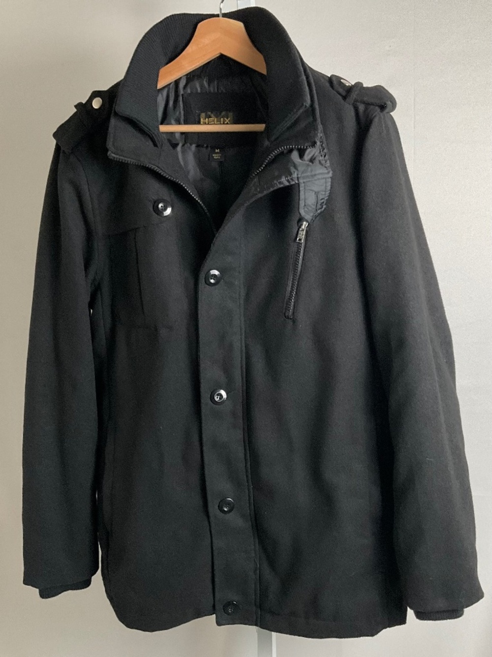 HELIX MEN'S BLACK PEA COAT OR MILITARY STYLE JACKET~SIZE MEDIUM!